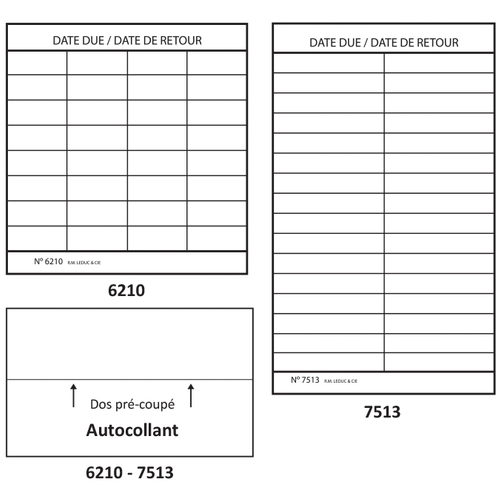 Date due replacement slip - self-adhesive - bilingual