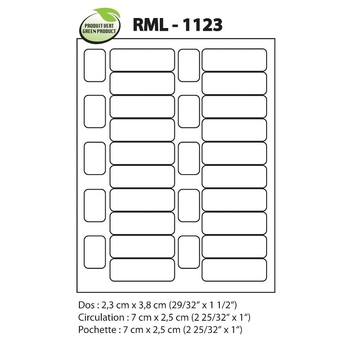 Étiquettes laser RML-1123, Code à barres et cotes