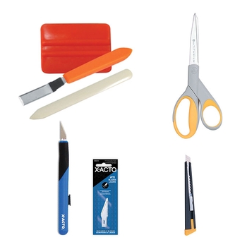 Scissors, Presser, label peeler and bone folder